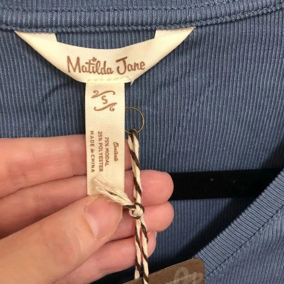 Matilda Jane Far Away Flutter Sleeve Blue-Gray Midi Sheath Dress Size Small NWT - Picture 7 of 16